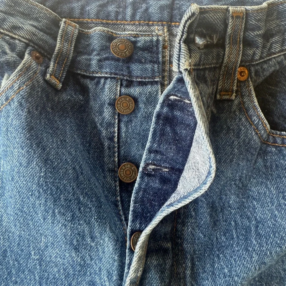 Levis 501 Vintage 87 Original Fit Button Fly Straight Leg Blue Denim Jeans 28x29